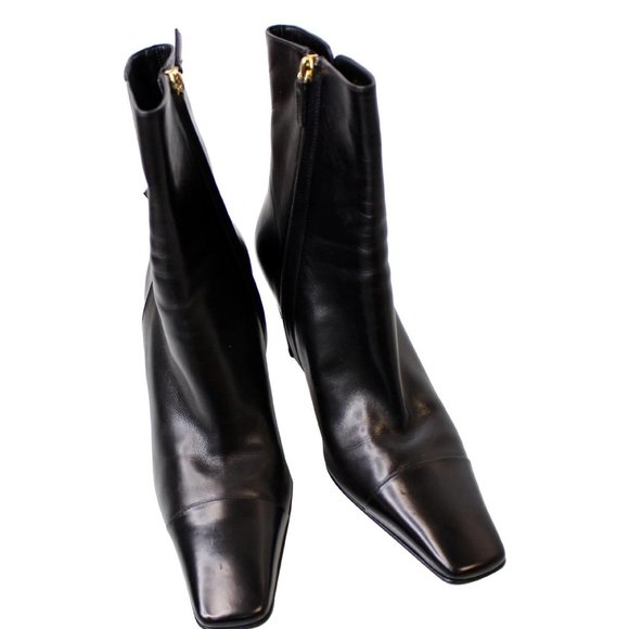 CHANEL Ankle Leather Zip Boots Black US 9.5 - Picture 4 of 8